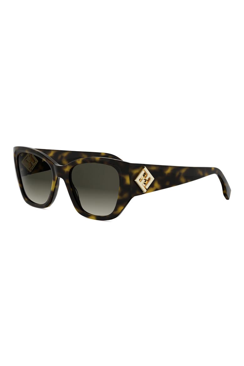 FF Diamonds 54mm Cat Eye Sunglasses, Alternate, color, DARK HAVANA / GRADIENT BROWN