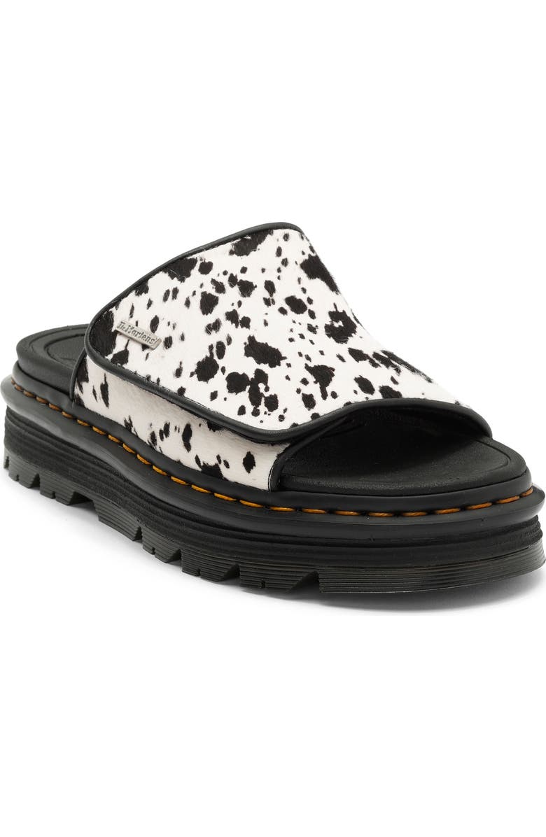 Dr. Martens Zebzag Genuine Calf Hair Slide Sandal, Main, color, Cream And Black