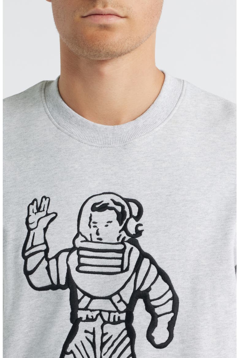 BB Astronaut Embroidered Cotton Crewneck Sweatshirt, Alternate, color, HEATHER GREY