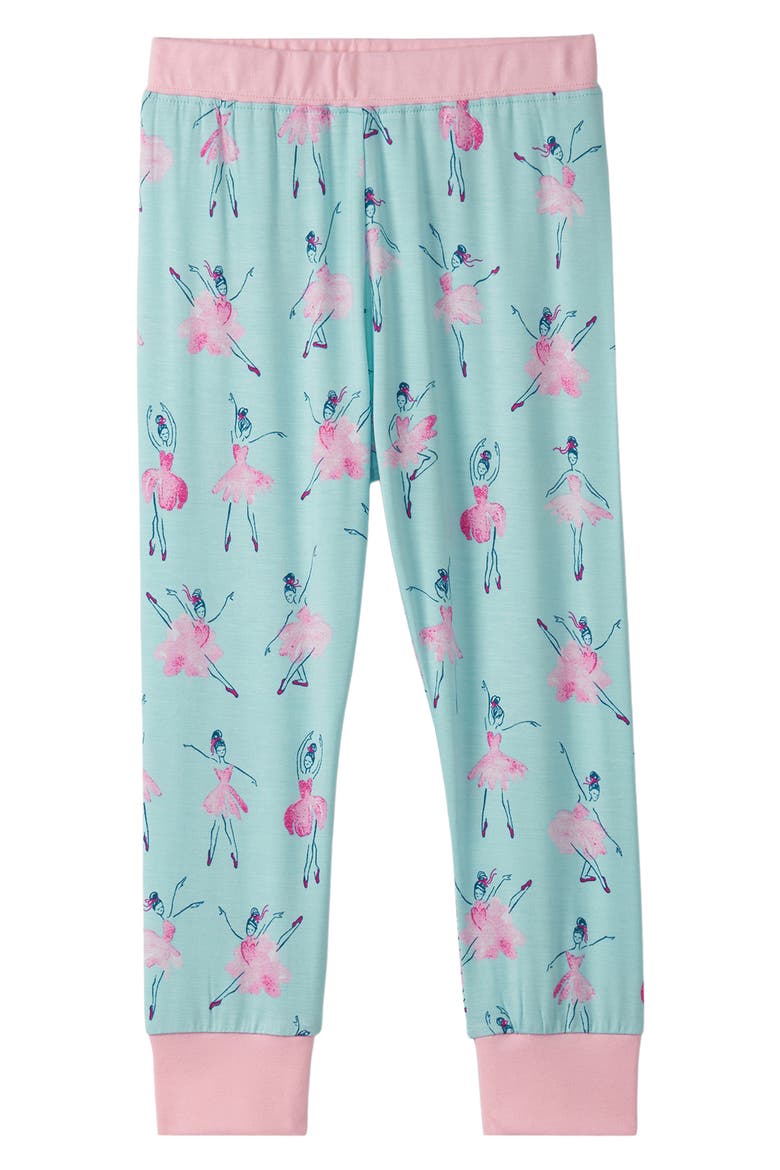 Kids' Ballet School Fitted Two-Piece Pajamas, Alternate, color, ICED AQUA