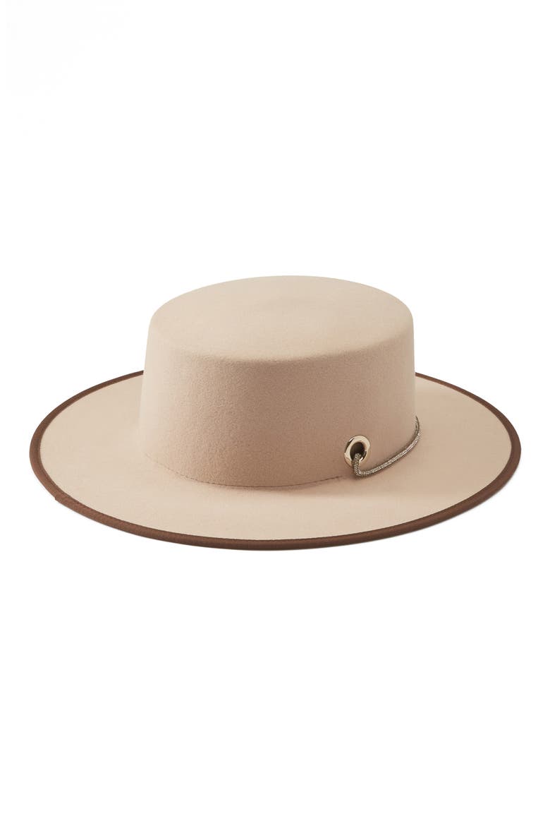 Nasia Wool Boater Hat, Alternate, color, ECRU/ ALMOND SPARKLE