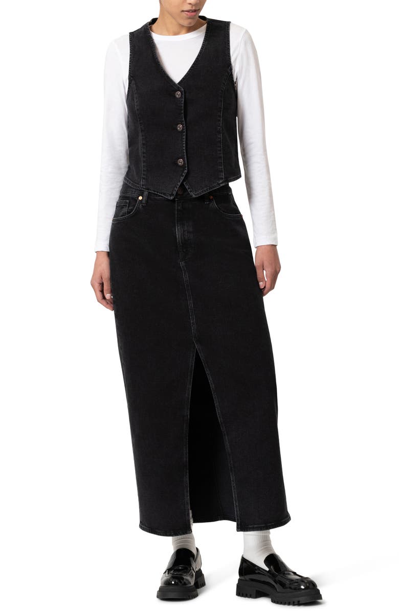 Mavi Jeans Milena Denim Maxi Skirt, Alternate, color, Dark Smoke Denim