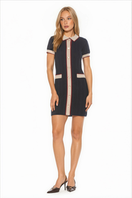 Alexia Admor Cove Collared Button Down Contrast Knit