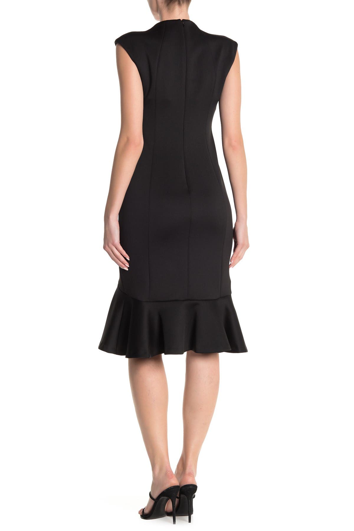 MODERN AMERICAN DESIGNER V-Neck Cap Sleeve Flounce Bottom Dress (Women ...