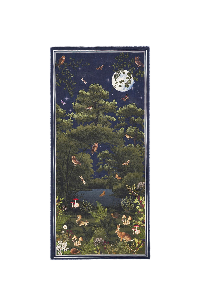 Woodland Meadow Large Rectangle Scarf, Main, color, Navy
