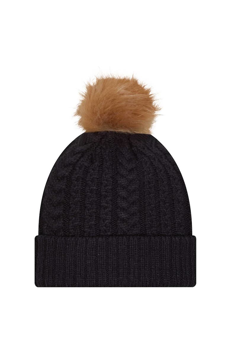 New Era Women's New Era Navy Michigan Wolverines Luxury Cuffed Knit Hat with Pom, Alternate, color,