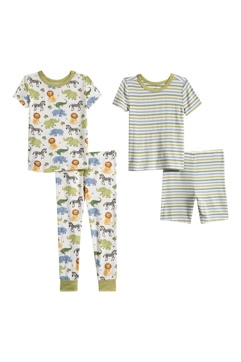 Kids' Safari 4-Piece Pajamas Set, Main, color, GREEN