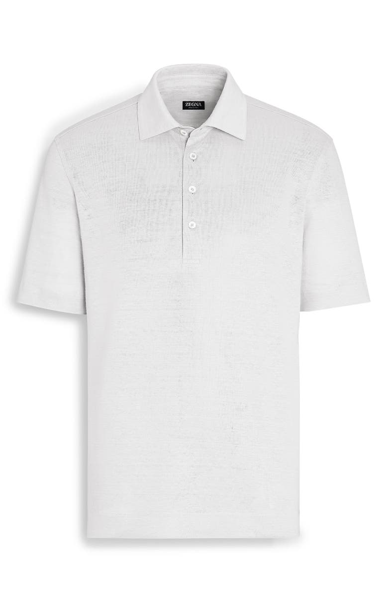 ZEGNA Linen Polo, Alternate, color, Bianco Zegna