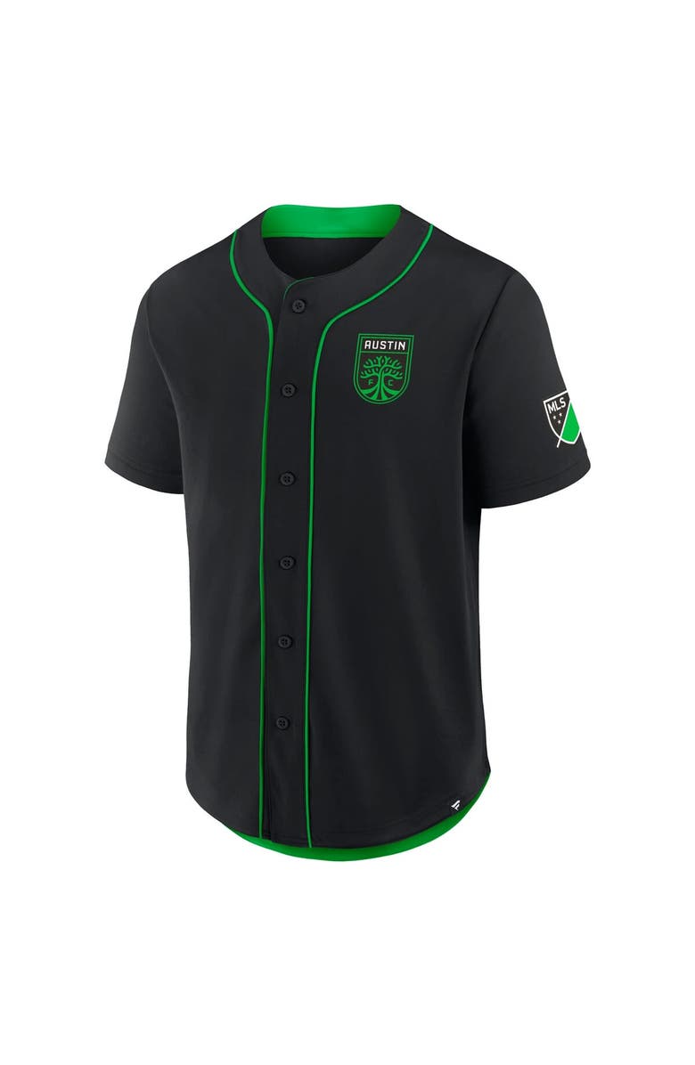 FANATICS Men's Fanatics Black Austin FC Injury Time Baseball Jersey, Alternate, color, Black