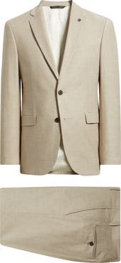 AllSaints Ross Slim Fit Tan Cotton & Wool Blend Suit