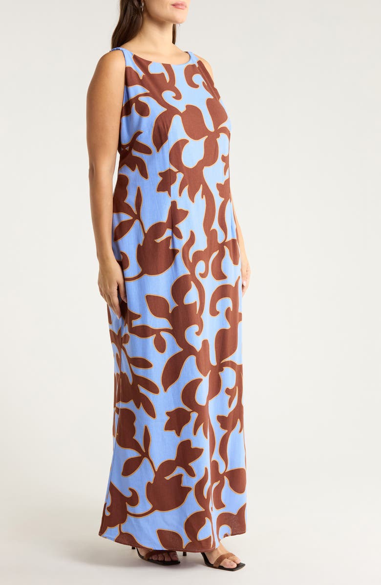 SUGARLIPS Briley Abstract Print Mizie Open Back Dress, Alternate, color, Brown-Blu