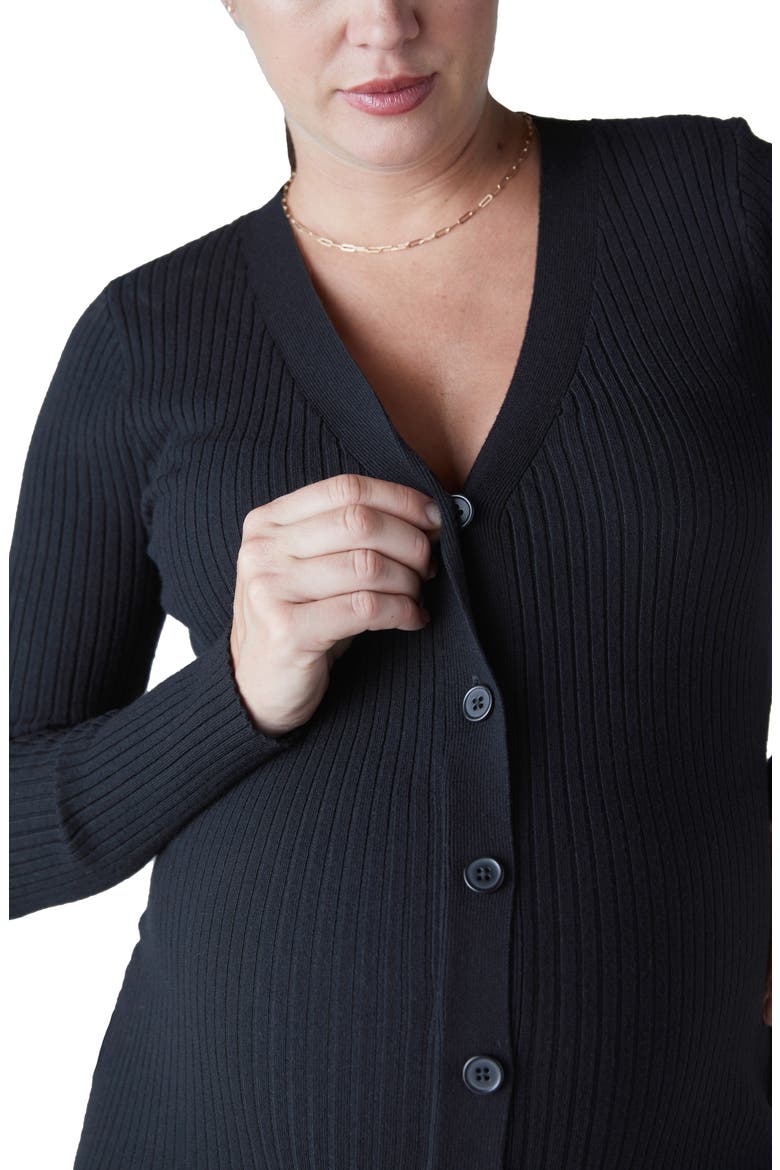 Rib Button-Up Long Sleeve Maternity Sweater Dress, Alternate, color, BLACK ONYX