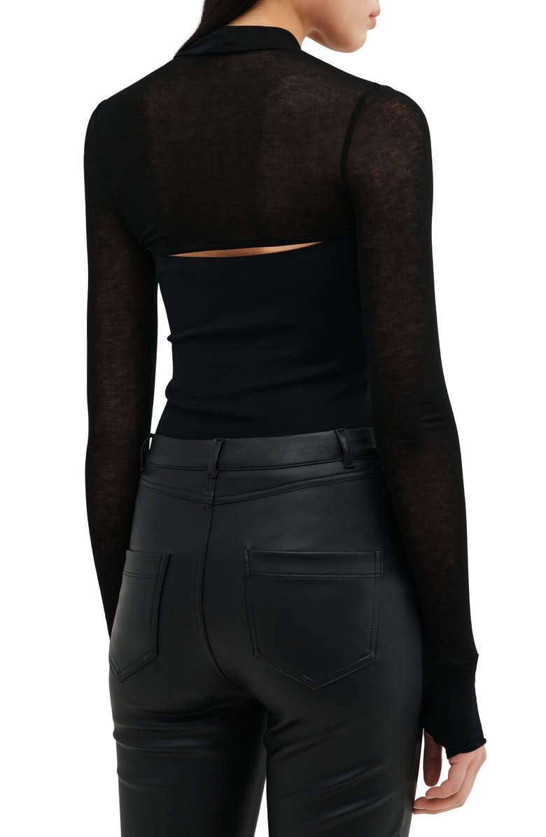 Two Lines by Marcella Graham Long Sleeve Bolero Top, Alternate, color, Black