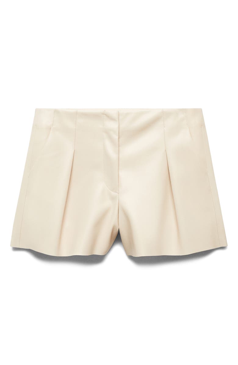 MANGO Pleated Faux Leather Shorts, Main, color, 