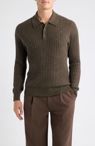 Nordstrom Rib Cashmere Polo Sweater