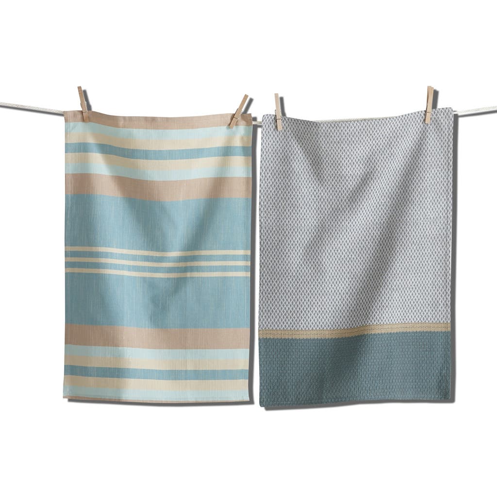 Tag Waterside Stripe Teal Dishtowel Set Of 2 In Blue