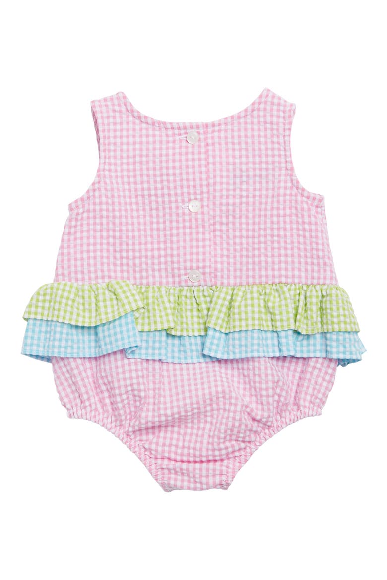 Gingham Colorblock Bubble Romper, Alternate, color, PINK