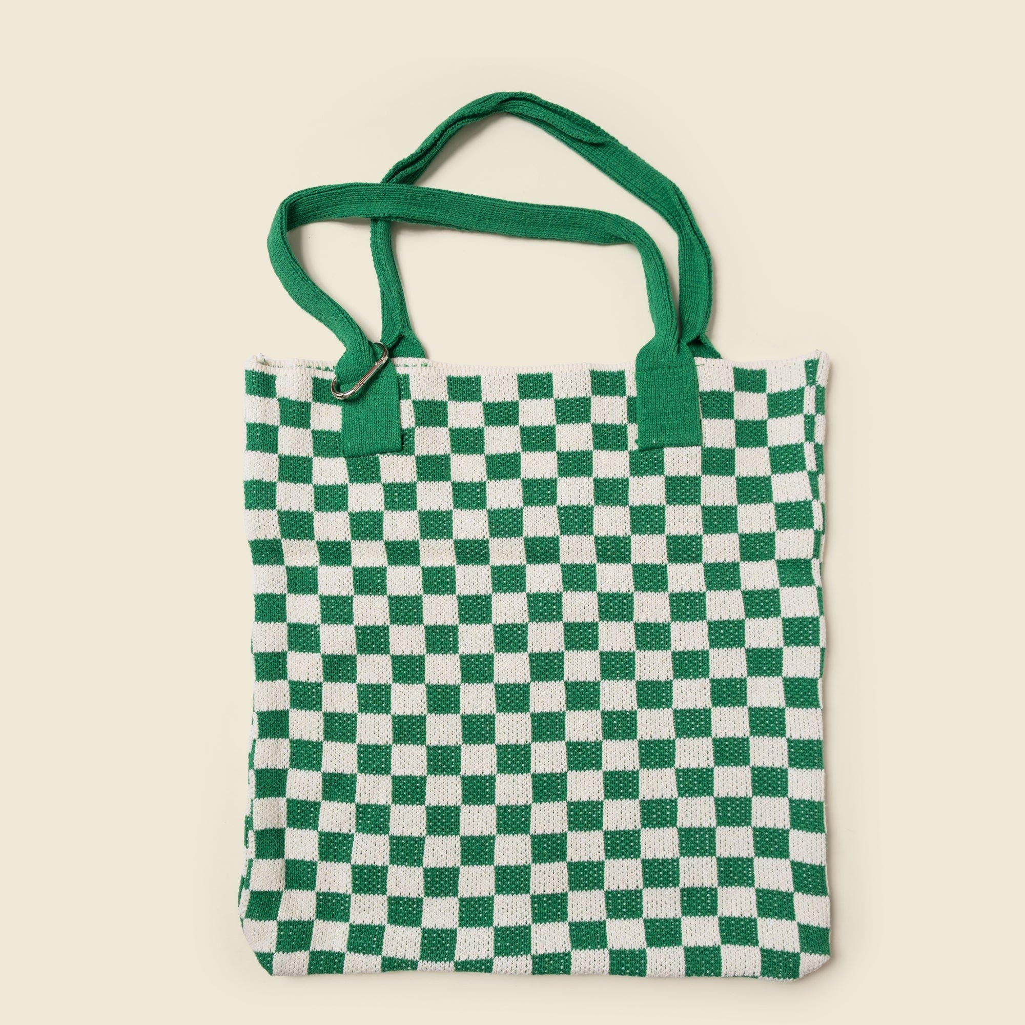 Casupo Checkered Sweater Tote Bag, Alternate, color, Green And White