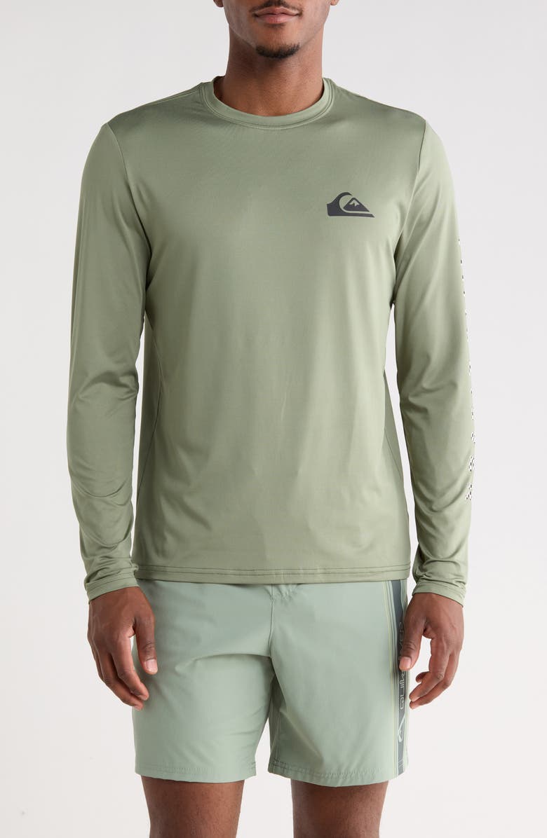Quiksilver Comp Logo Graphic Rashguard, Main, color, Sage