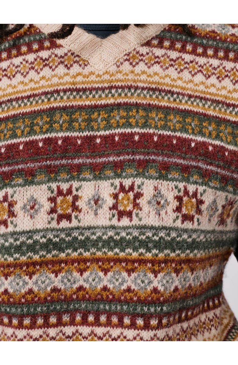 Aubin Fair Isle Slipover Wool Vest, Alternate, color, Ecru/Red Mix