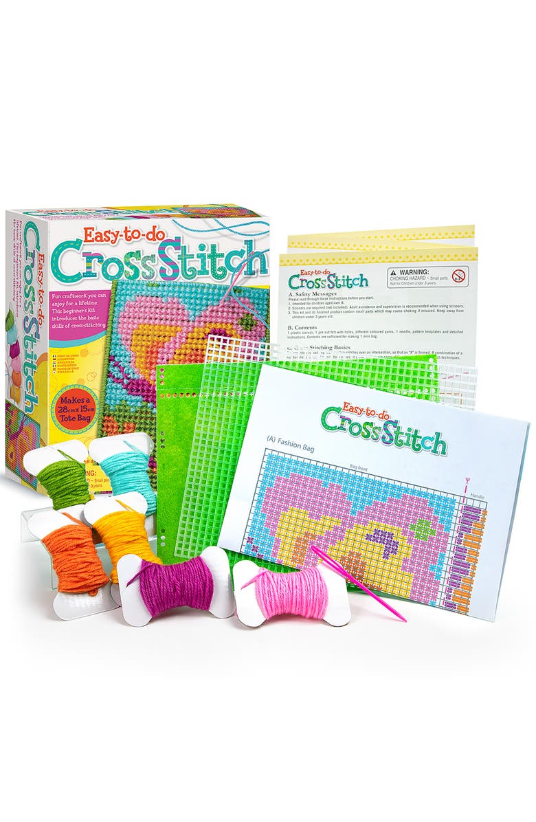 4M Easy To Do Cross Stitch, DIY Sewing Craft Kit, Kids 8+, Alternate, color, Multicolored