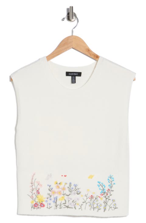 Embroidered Sleeveless Sweater