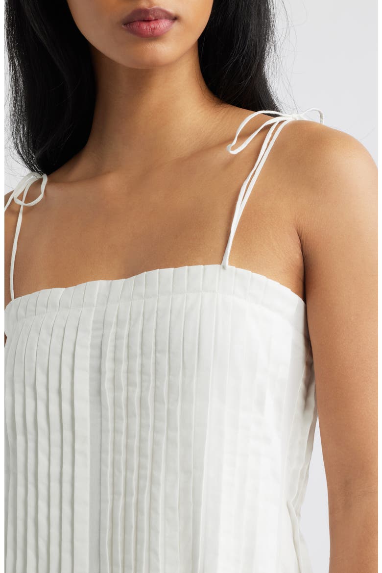 Pleat Detail Cotton Midi Dress, Alternate, color, OFF WHITE