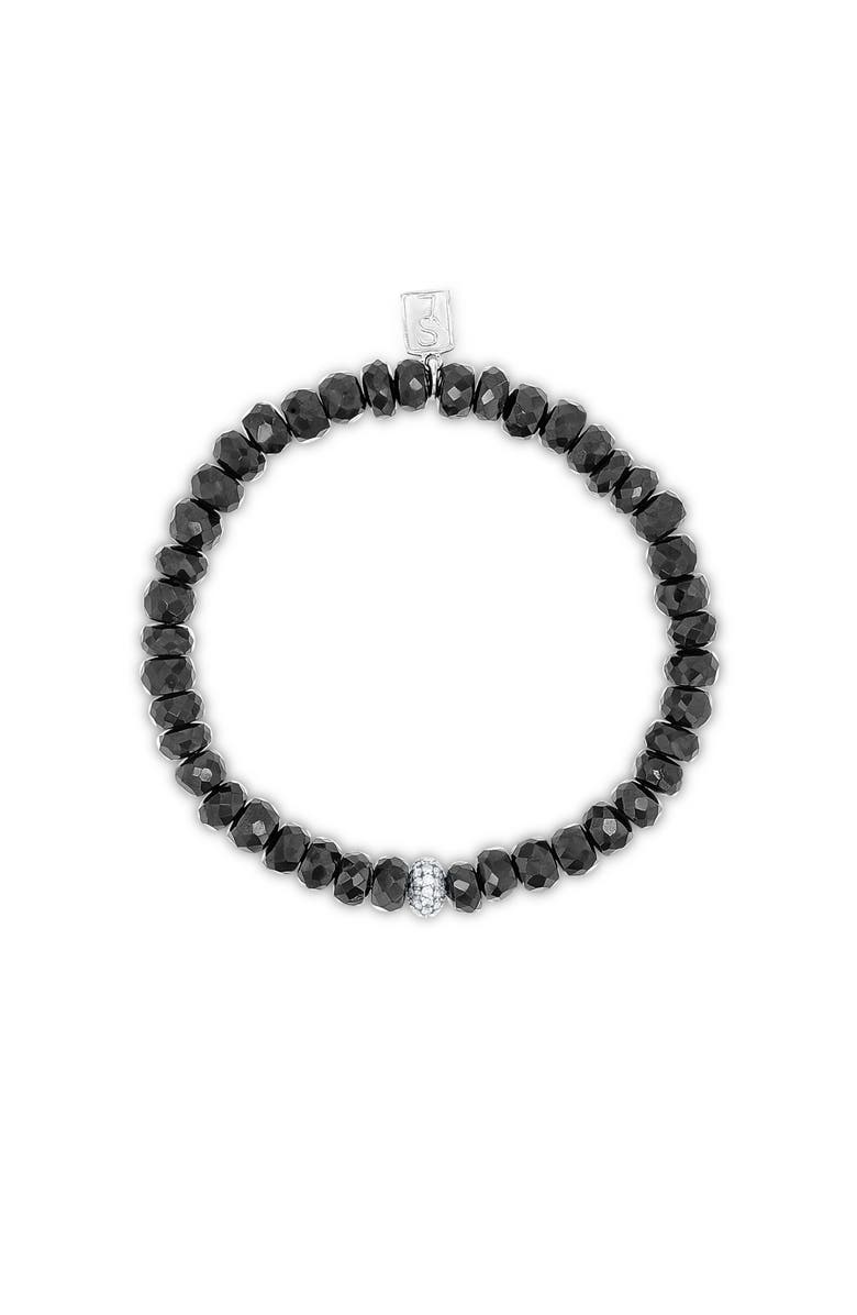 Sheryl Lowe Spinel 5MM Bead Bracelet With Diamond Donut, Alternate, color, Spinel / Sterling Silver