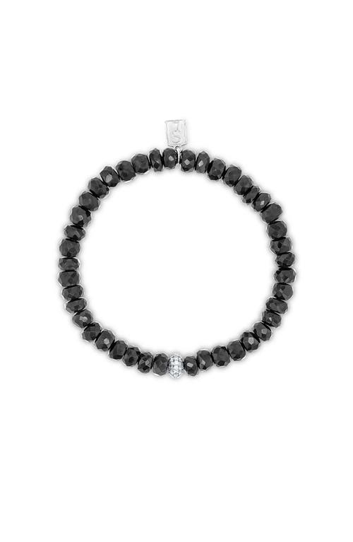 Sheryl Lowe Spinel 5mm Bead Bracelet With Diamond Donut In Silver