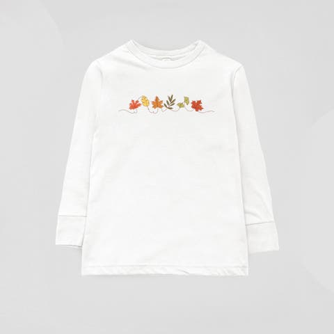 Fall Leaves Line Long Sleeve T-Shirt (Little Kid & Big Kid)