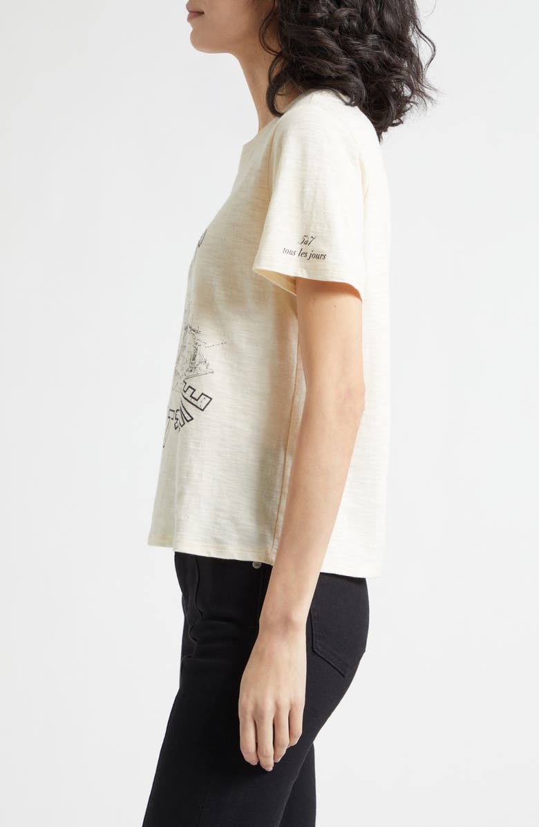 Cinq à Sept Rhinestone Paris Graphic T-Shirt, Alternate, color, Gardenia/ Black