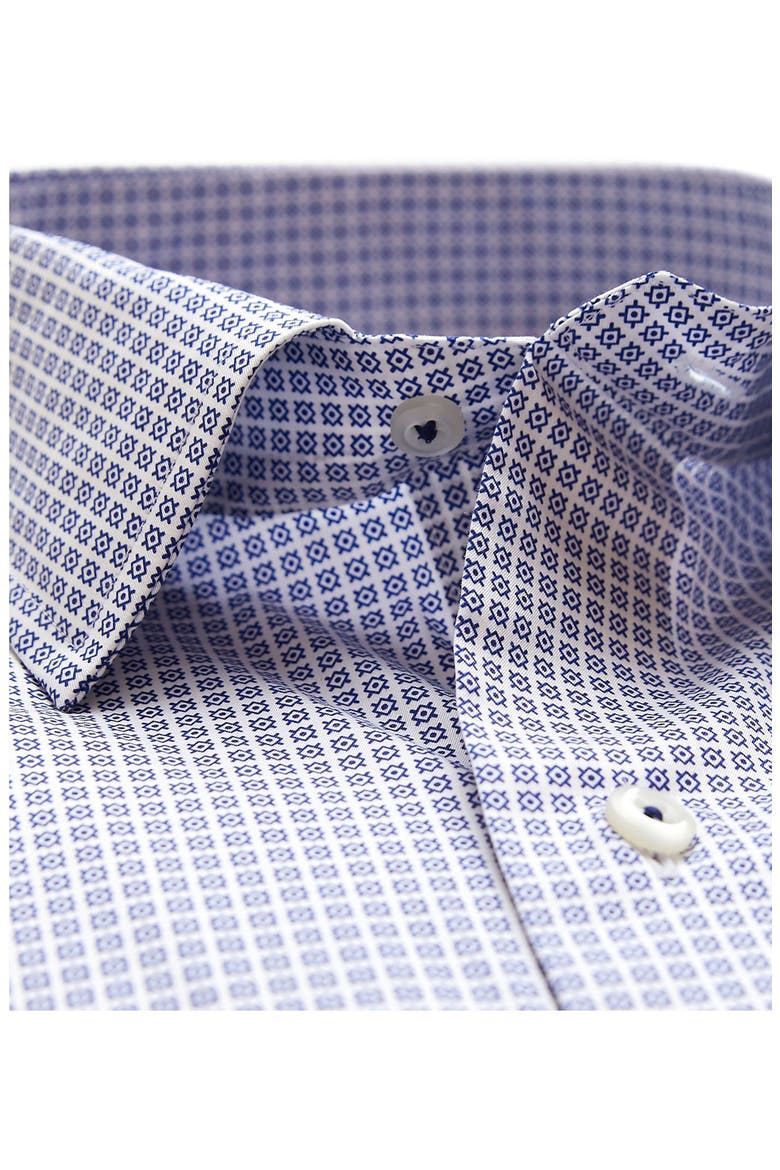Fusion Performance Geo Print Stretch Dress Shirt, Alternate, color, WHITE/ NAVY