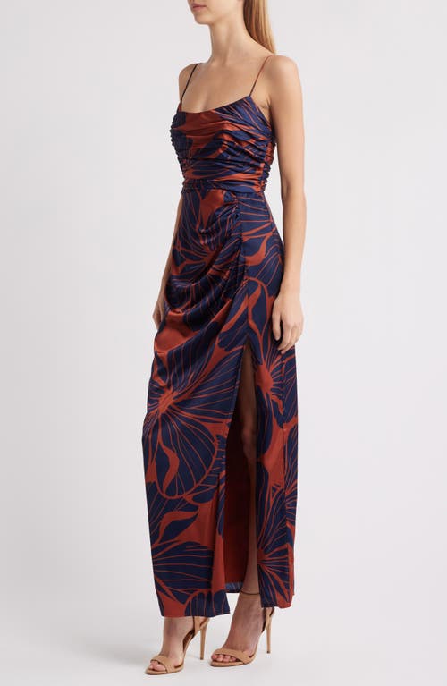 Shop Hutch Luxe Slipdress In Copper Block Print Plumeria