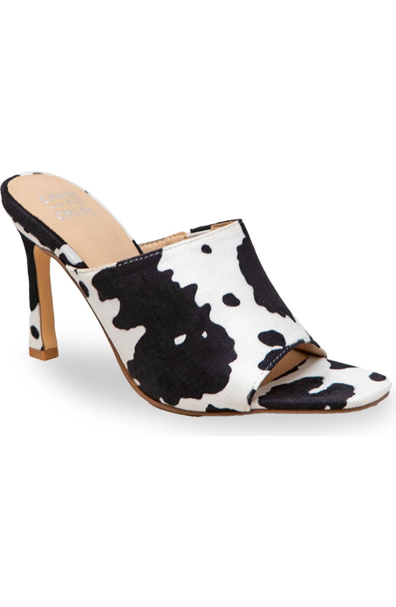 CHASE AND CHLOE Open Toe Mule, Main, color, Black/White Cow