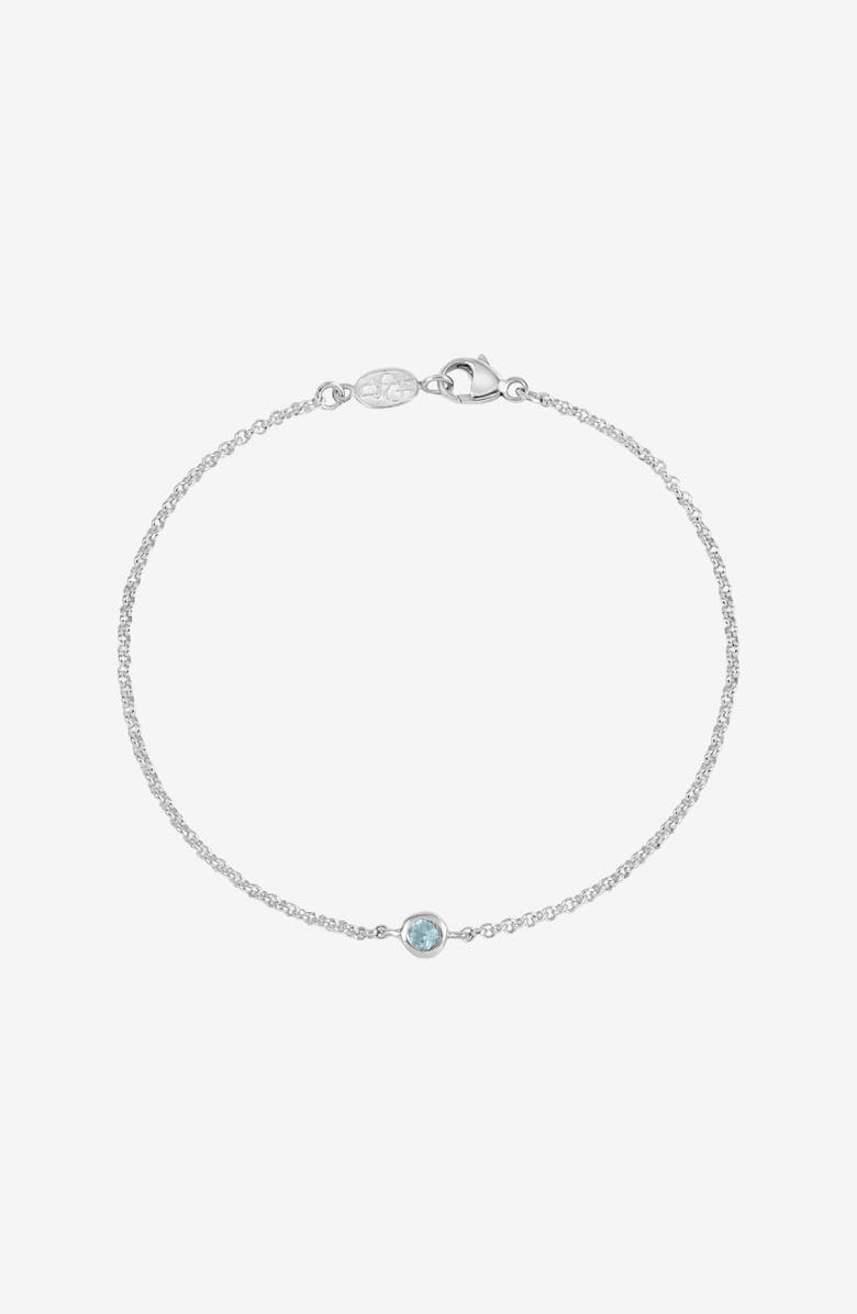 Dower & Hall Single Aquamarine Dewdrop Chain Bracelet, Main, color, Sterling Silver