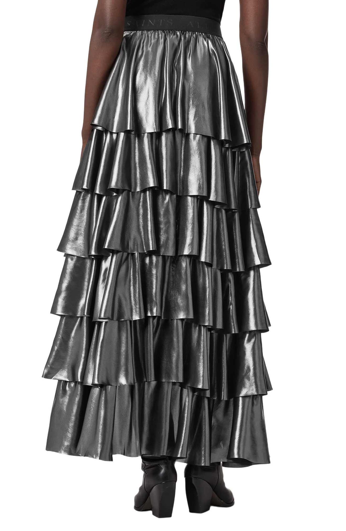 Cavarly Metallic High-Low Maxi Skirt - image 2