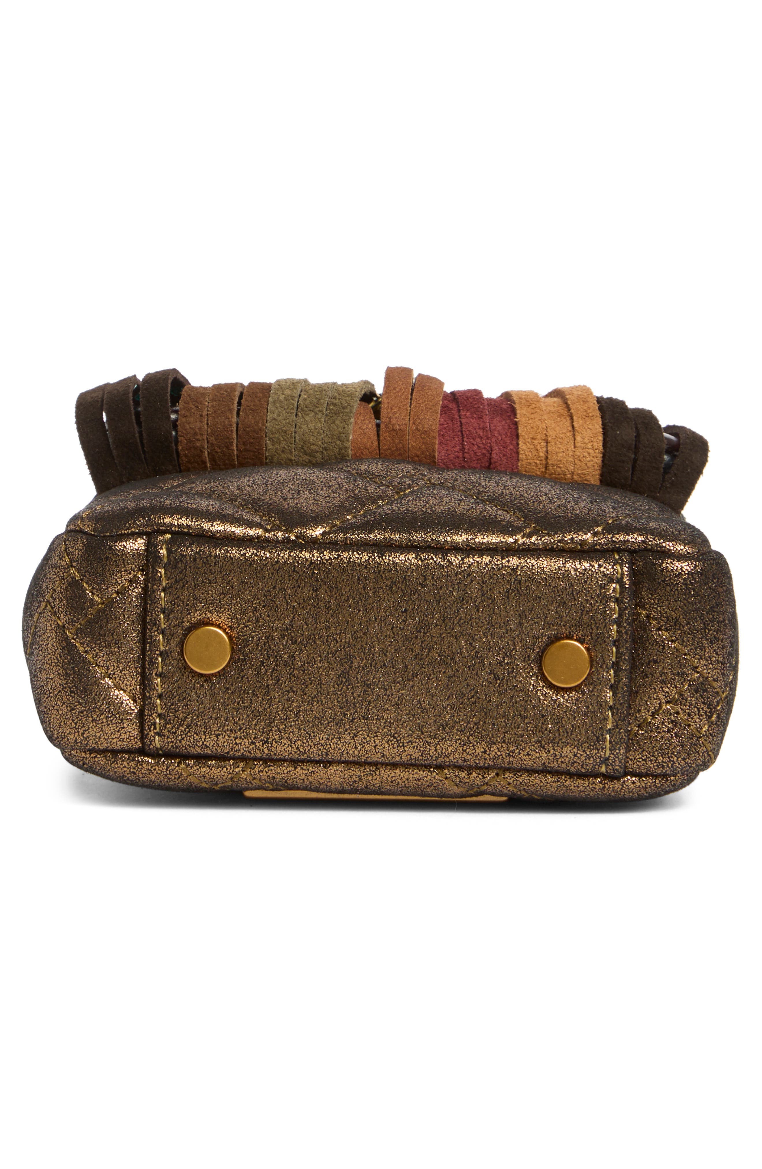 Kurt Geiger London Handle Micro Kensington Fringe Bag, Alternate, color, Brown