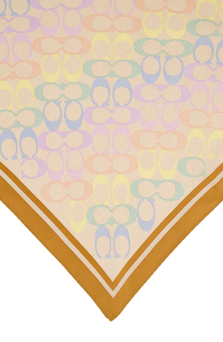 COACH Rainbow Signature C Silk Scarf, Alternate, color, Beige Multi