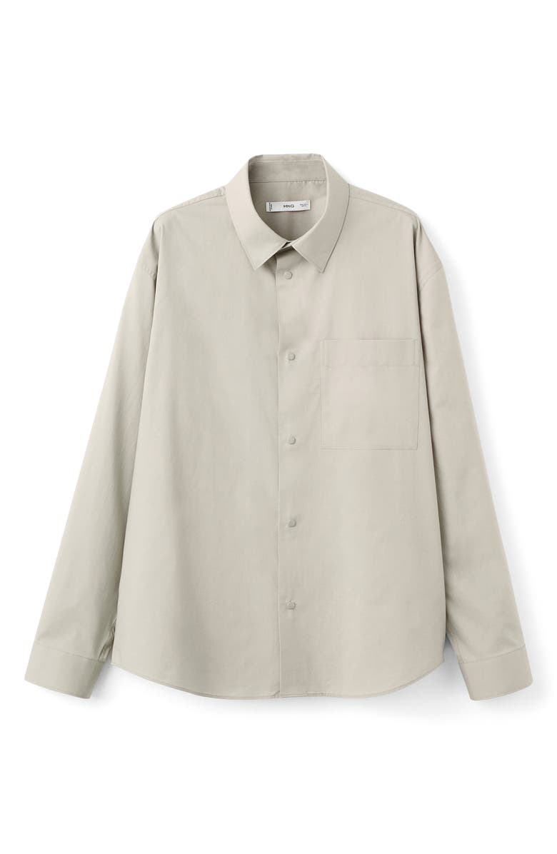 MANGO Relaxed Fit Solid Snap-Up Shirt, Alternate, color, Beige