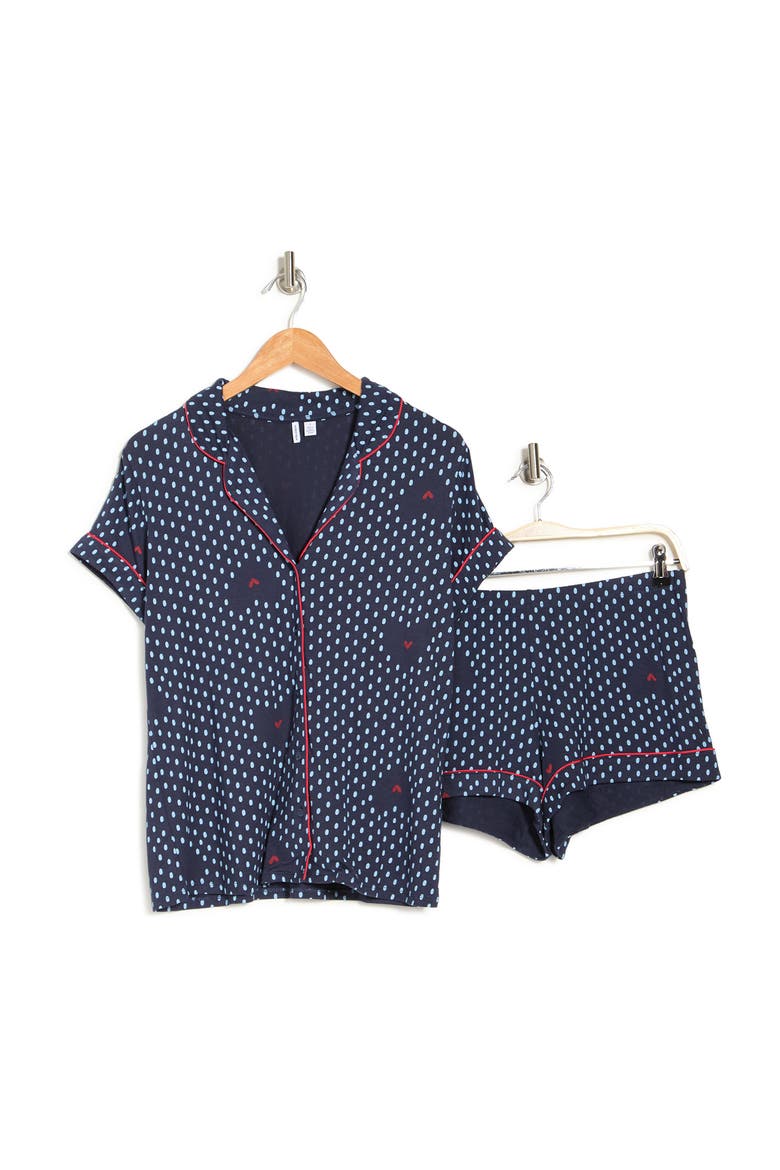 Moonlight Dream Short Pajamas, Alternate, color, NAVY INDIGO HEART GEO FOULARD