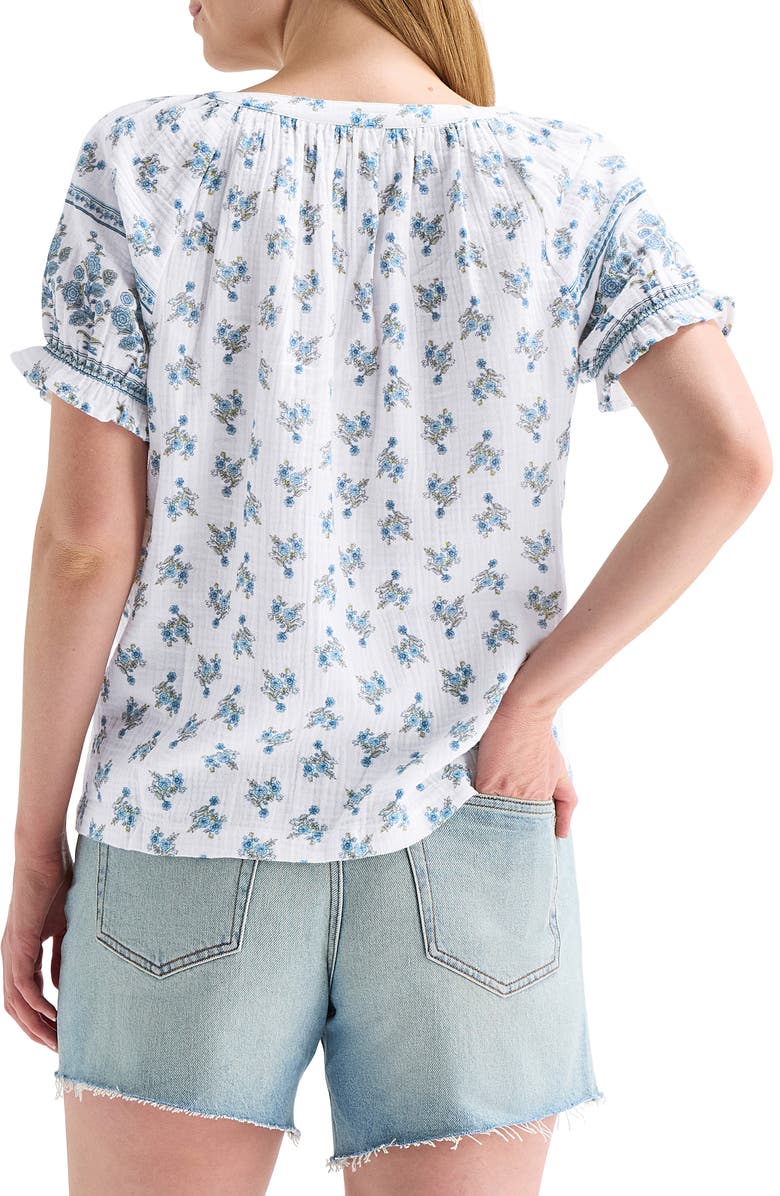 Lucky Brand Floral Puff Sleeve Top, Alternate, color, White Multi