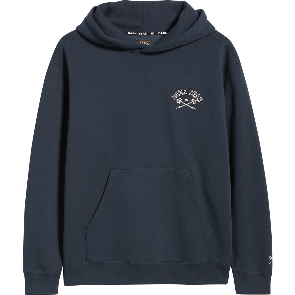 Dark Seas Burkhart Embroidered Heavyweight Fleece Hoodie In Blue