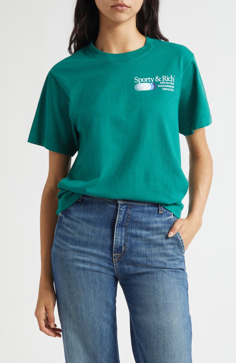 Sporty & Rich Gender Inclusive Invitational Graphic T-Shirt, Main, color, Alpine