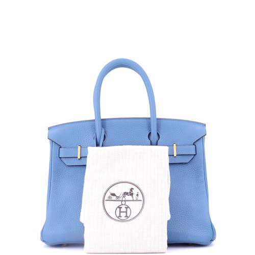 Pre-owned Hermes  Hermes Birkin Handbag Blue Clemence With Gold Hardware 30