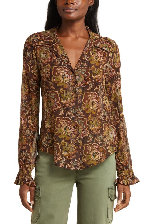 Ellyn Floral Silk Button-Up Blouse