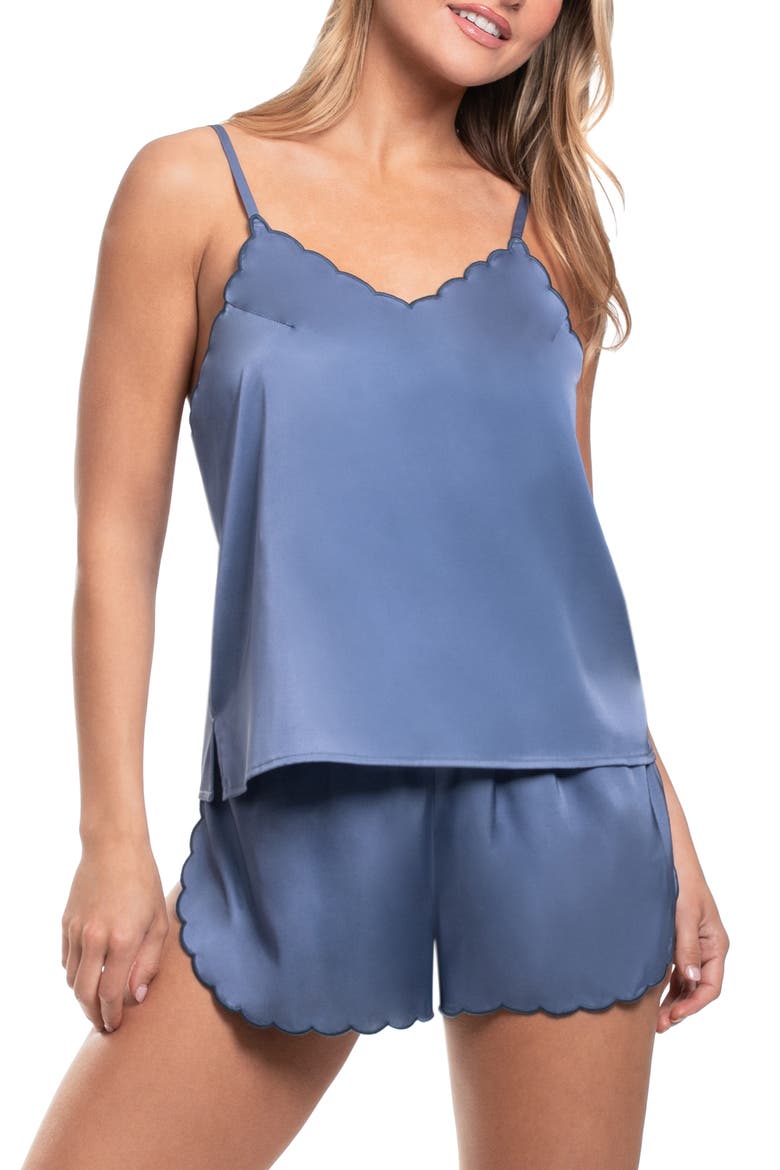 Scalloped Cami & Tap Shorts Pajamas, Main, color, DENIM