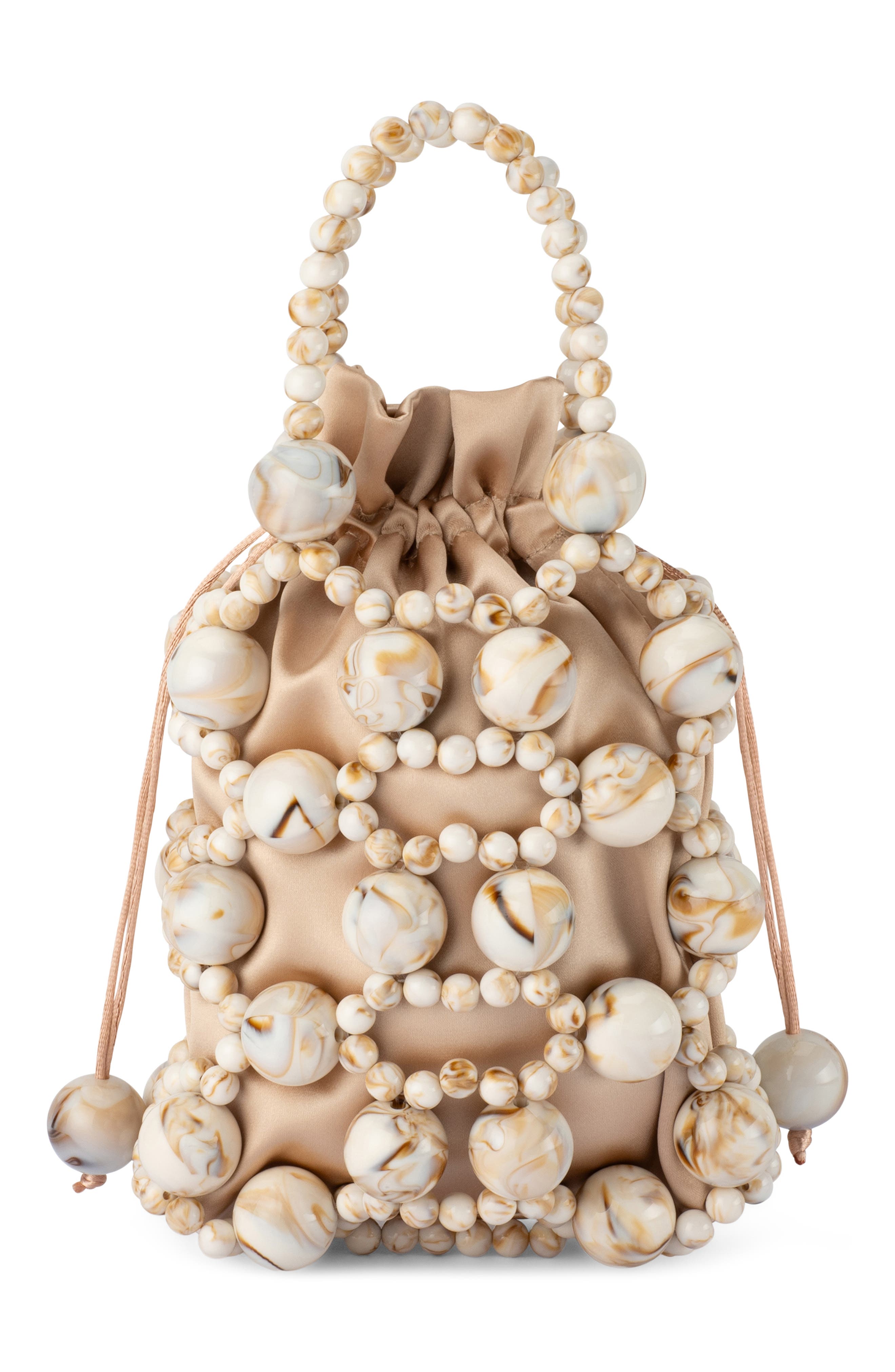 Olga Berg Sammy Beaded Cage Bag, Main, color, Natural