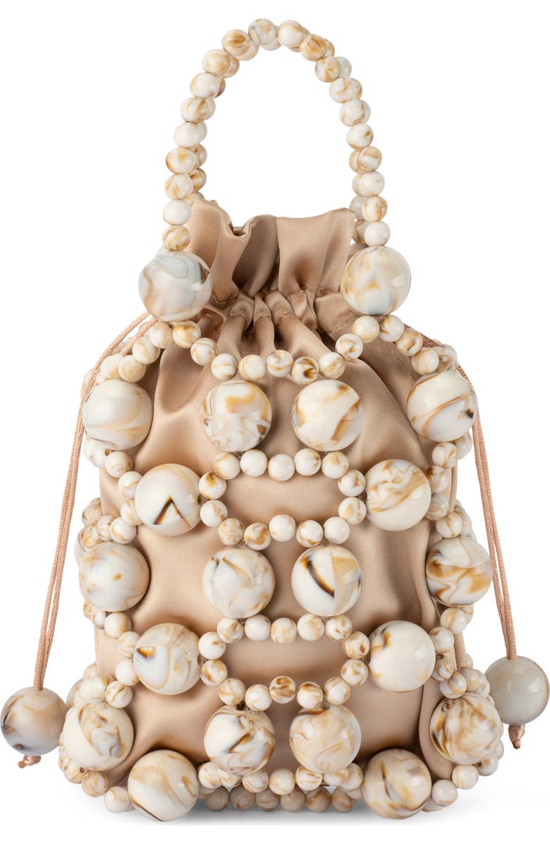 Olga Berg Sammy Beaded Cage Bag, Main, color, Natural