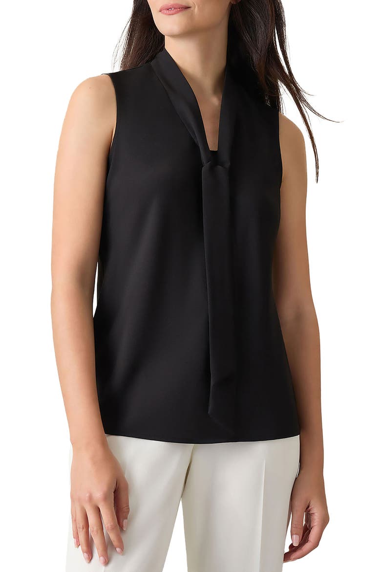 Sleeveless Tie Front Top, Main, color, BLACK