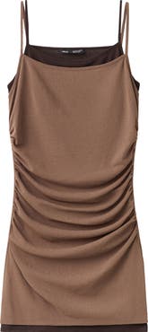 MANGO Double Layer Ruched Tank Minidress